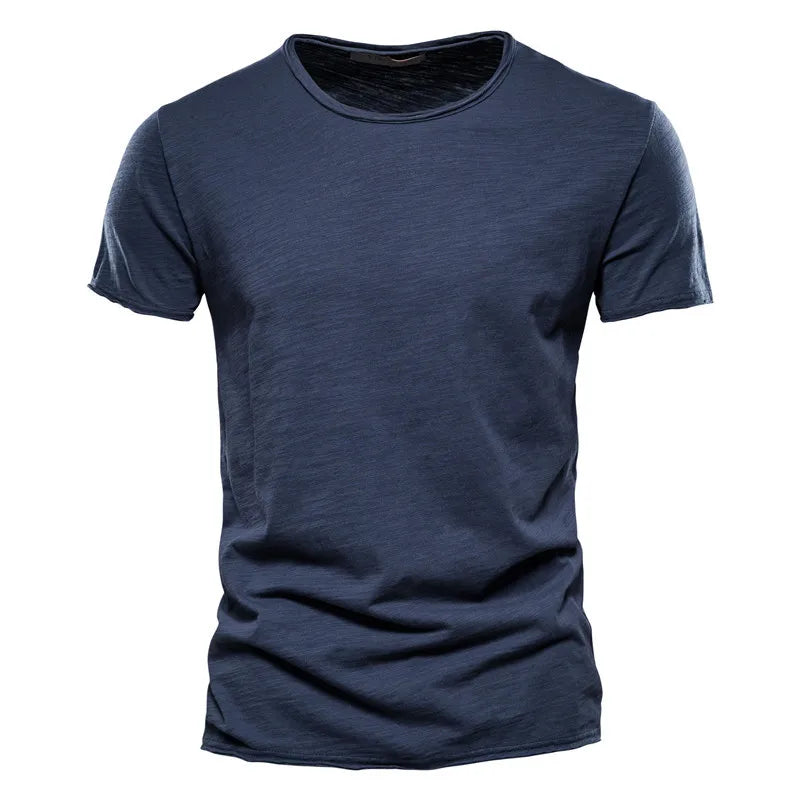 Round neck solid colour bamboo cotton short sleeve T-shirt cotton