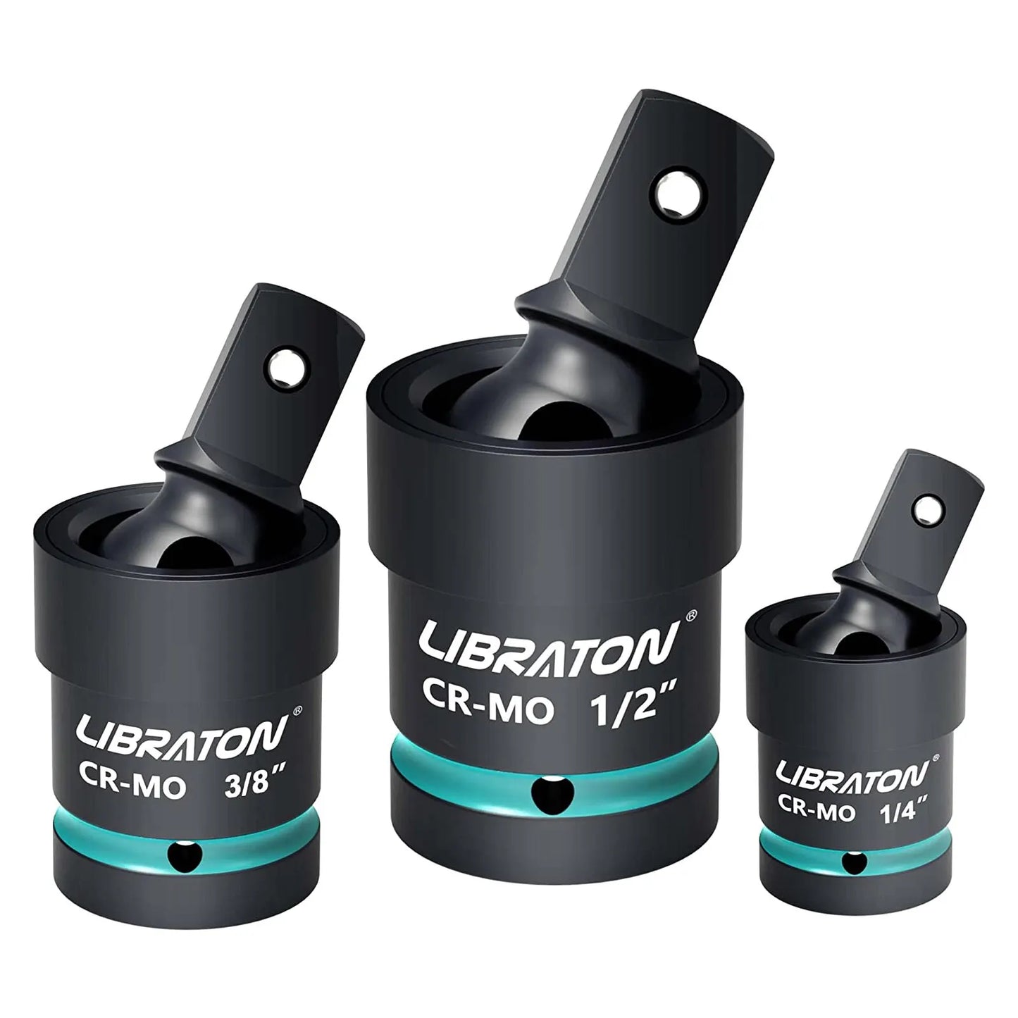 Libraton Swivel Socket Set Impact Swivel Socket Set, Wobble Socket Impact Grade Universal Joint 1/4" 3/8" 1/2" Drive Cr-Mo Steel