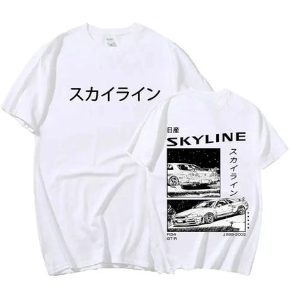 New Summer Men's Cotton T-Shirt Drift Japan Anime Car Men Casual T-Shirt Unisex Oversized Print Men Cotton T Shirts Top