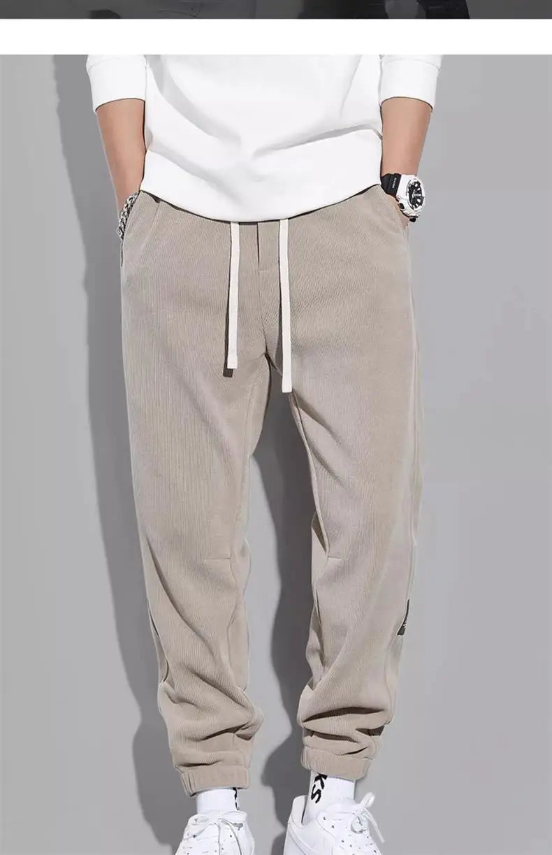 Spring Autumn Men's Loose-Fit Wide-Leg Casual Pants Trendy Brand Heavyweight Sports Korean Style Trendy Fashion Pants