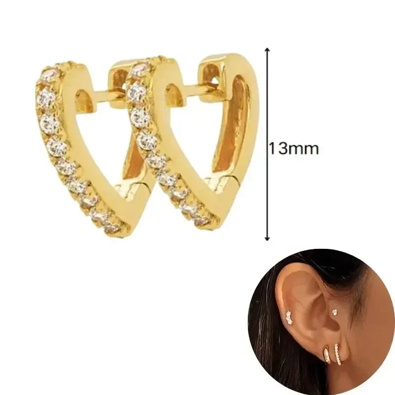 925 Sterling Silver Needle Heart Shape Pave Zircon Pendant Hoop Earrings for Women Light Luxury Anniversary Party Gifts Earrings