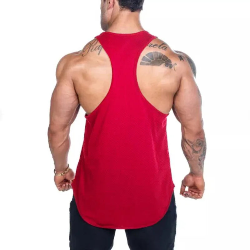 Running Vest Men Fitness Y Back Stringer Tanktop Summer Gym Clothing Summer Mesh Sport Vest Men Bodybuilding Sleeveless Shirt