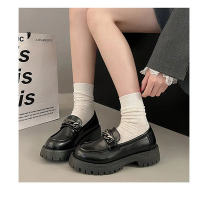 2024Women's Loafers  Spring British Style Slip On Platform Mary Jane Shoes Woman Japanese Jk Uniform Lolita Shoes Women