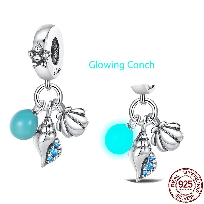 New in S925 Sterling Silver Ocean Collection Charm Will Shine Beads Fit Pand Bracelet DIY Pendant Woman Jewelry 2023 Hot Sale