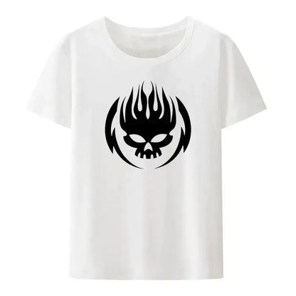 Flame Skull Head Punk Print TShirt Women and Men The Offspring Band Hip-hop Streetwear Fashion Cool Camisetas Plus Size Tops