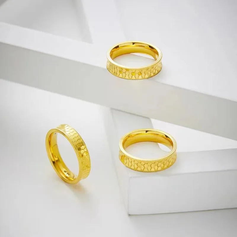 High quality 24K pure gold dragon scale ring for men and women diamond ring AU999 real gold couple