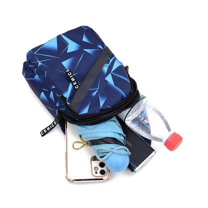 Men's Chest Bags Geometric Print Oxford Cloth Casual Crossbody Bag Sports Travel Outdoor Chest Shoulder Bags