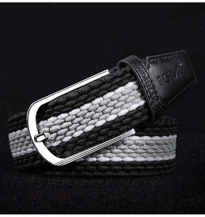 Men Women Stretch Belt For Unisex Knitted Braided Metal Pin Buckle Male Canvas Pants Jeans Elastic Belt