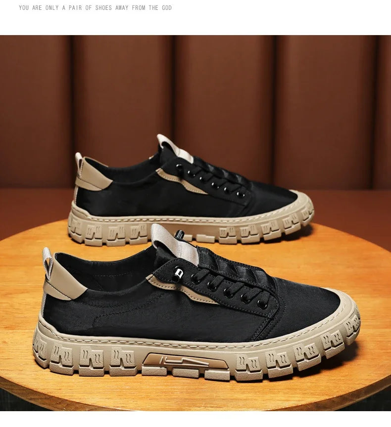 2024 New Men Canvas Shoes Brand Breathable Men Casual Shoes Fashion Comfortable Sneakers Platform Slip on Vulcanized Shoes Male