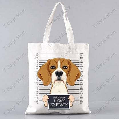 2pcs/set Beagle Bagel Dog Cute Print Tote Bag, Large Capacity Shoulder Bag, Women's Casual Handbag for Work School Shopping