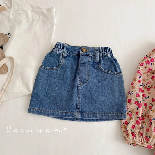 Girls Clothing Denim Short Skirt Summer Korean Baby Girl Half Skirt Children Half Body Wrap Buttocks Versatile Skirt