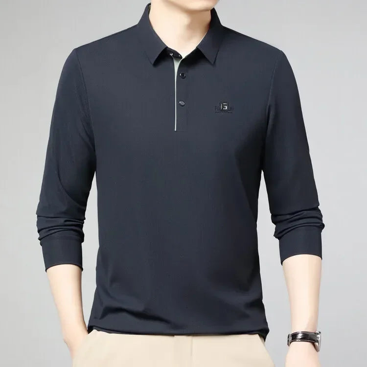 2025 Two Fake Collar Mens Daily Casual Tee Long Sleeve Sweatershirt  Pullover Tops Lapel Polo Tee