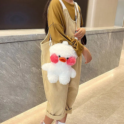 Cartoon Duck Children Shoulder Bag Trendy Large Capacity Adjustable Length Messenger Bag Plush Plush Bag Daily Life