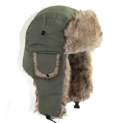 Men's Winter Trapper Aviator Trooper Earflap Warm Russian Waterproof Ski Hat Bomber Cap Russian Warm Ear Protectors Hats