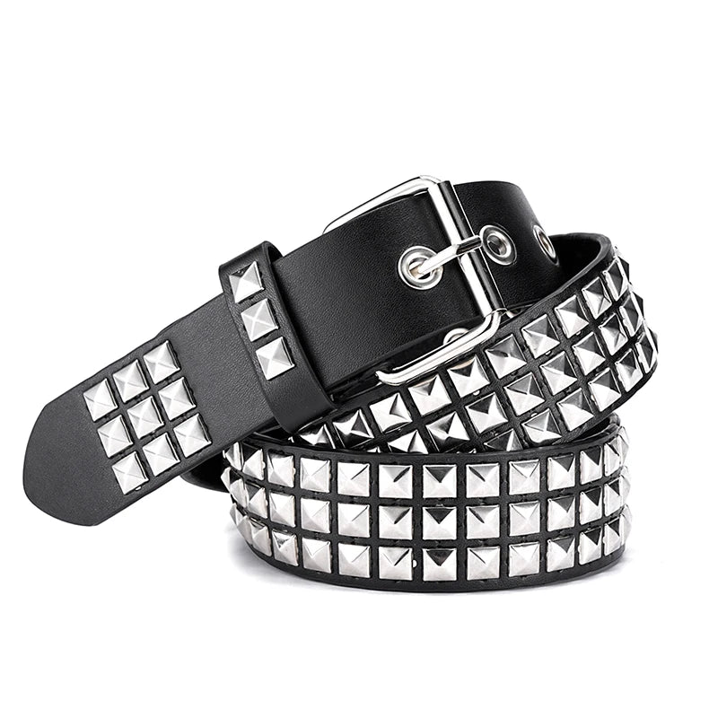 Rivet Hollow Bullet Decoration Belt Fashion Ladies Leather Studded Gift Man's Goth Rock Wild Adjustable Women Punk Black Belt