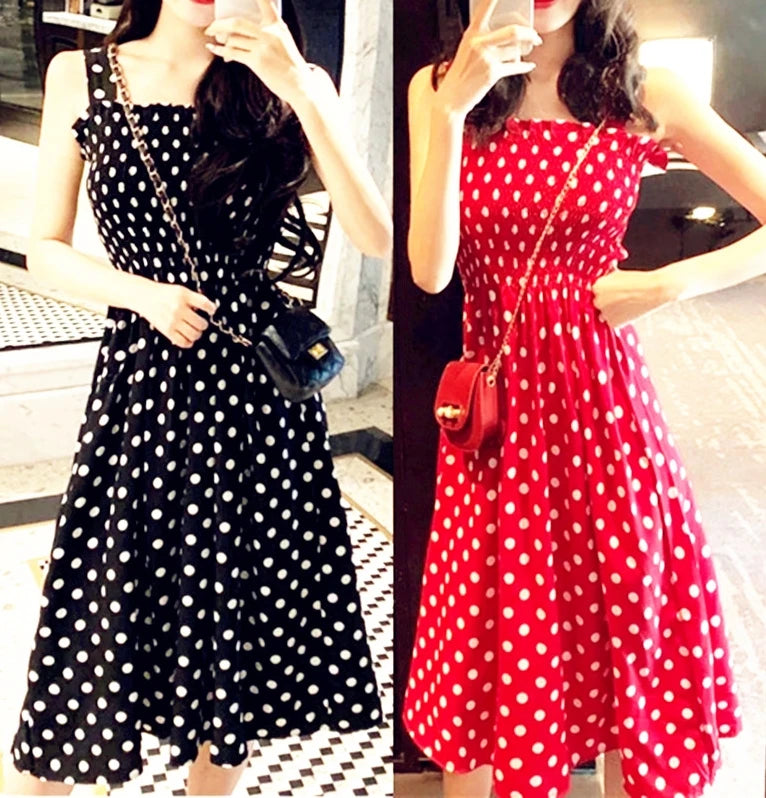 2025 Summer Befree Beach Long Vintage Dots Casual Ruffles Elegant Maxi Strap Camis Silky 5XL Dress Vestidos Sexy Women