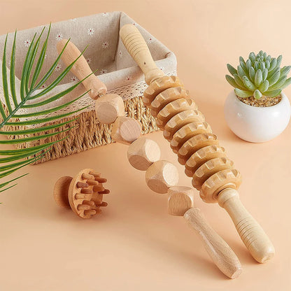 Wood Therapy Massage Tool Lymphatic Drainage Massager Anti Cellulite Fascia Massage Roller for Full Body Muscle Pain Relief