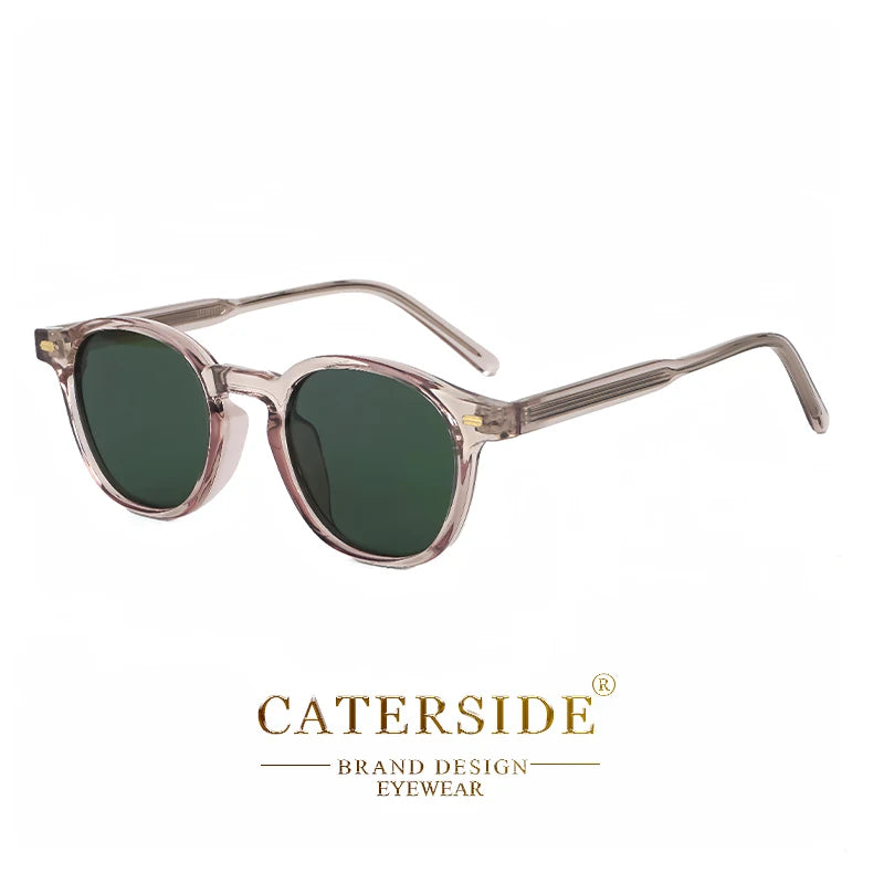 Caterside Polarized Round Sunglasses Men Punk TR Frame Core Insert Leg Retro Sun Glasses Women Set Driving Fishing Eyewear UV400