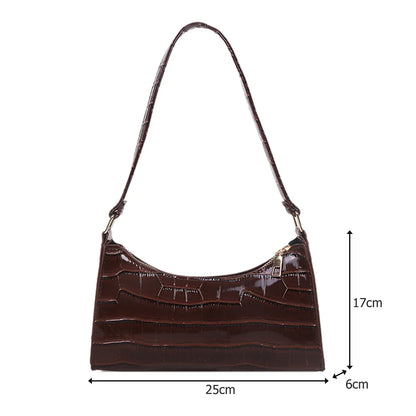 Crocodile Pattern PU Leather Shoulder Bag Female Fashion Underarm Bag Retro Casual Armpit Bag Women Tote Small Clutch Handbags