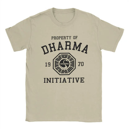 Men's Dharma Initiative T Shirts 1977 Tv Show Lost Cotton Clothes Novelty Short Sleeve Round Collar Tee Shirt Big Size T-Shirt