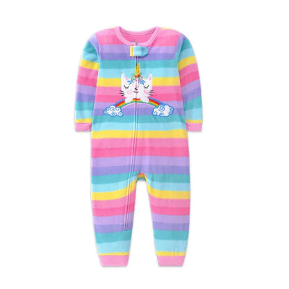 Baby Clothes Spring Autumn Warm Rompers Infant Boy Girl Indoor Pajamas Zipper Fleece Babe Animal Jumpsuit Clothing 9 -24 Months