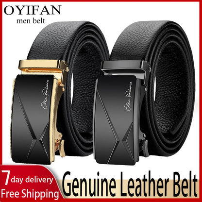 Men Genuine Leather Belt Business Belt for men Automatic Adjustable Belts Fashion Designer Style