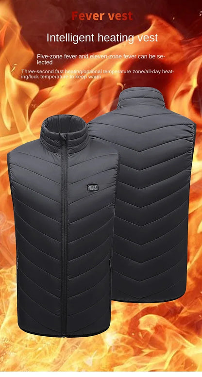 13/17/21 Zone Heating Suit Winter Warm and Comfortable Stand Collar Work Vest Outdoor Men's Intelligent Temperature Control Coat