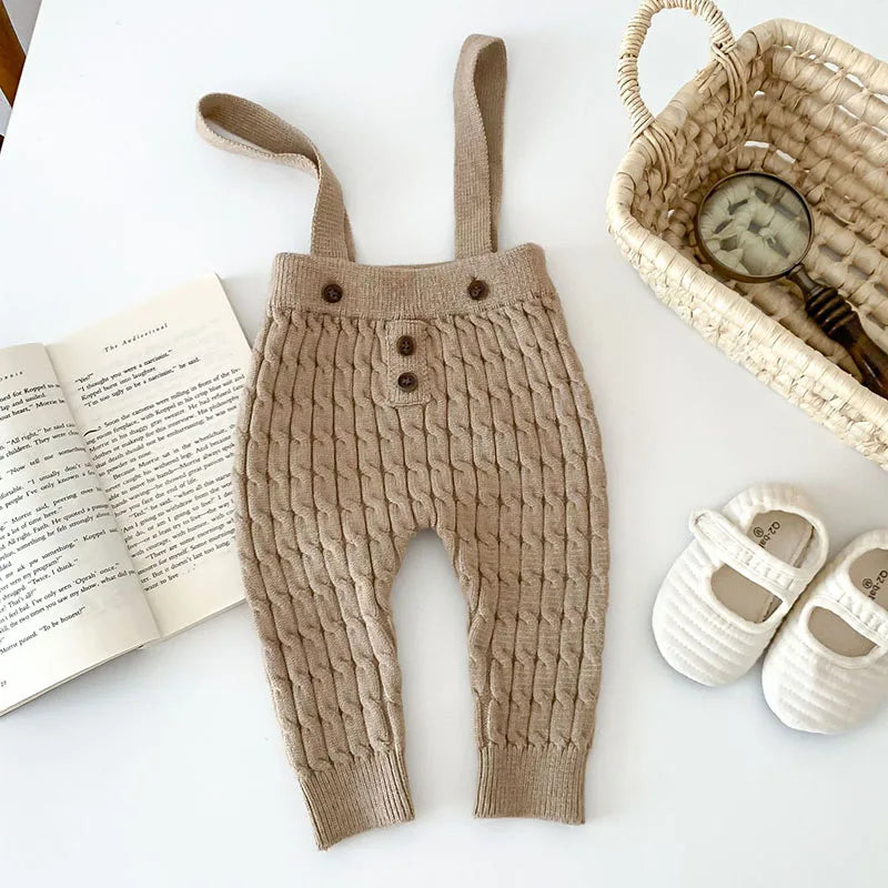 Autumn Spring Newborn Baby Boys Girls Clothing Suit Long Sleeved Striped Sweater+Strap Pants Infant Baby Knitting Clothes Set