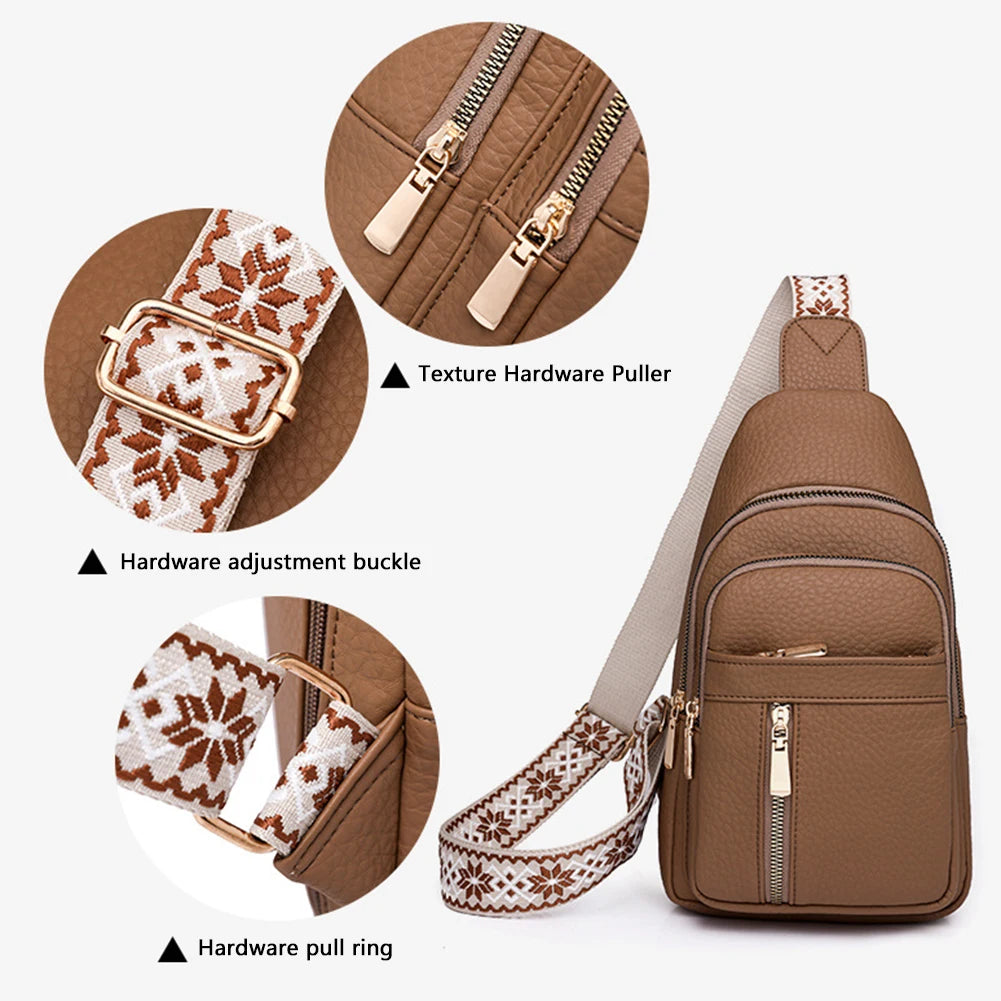 Fashion Casual Chest Bag High Quality Shoulder Bags Women Crossbody Bags Pu Leather Waterproof Messenger Bag For Travel Cycling