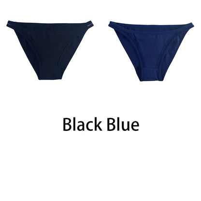 2Pcs/set Women Cotton Panties Female Mesh Underwear Solid Color Bikini Briefs Underpants Ladies Cotton Panty Girls Lingerie