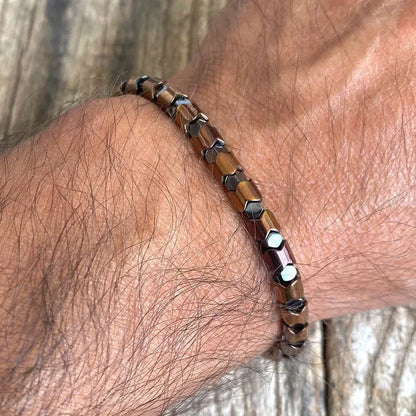 Men's Black Onyx Round Bead & Arrow Stone Bead Yoga Bracelet