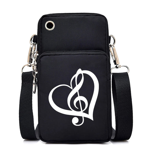 Mini Mobile Phone Bag Women Musical Symbols Messenger Bag Hanging Neck Coin Purse Vertical Handbag Fashion Small Crossbody Bag