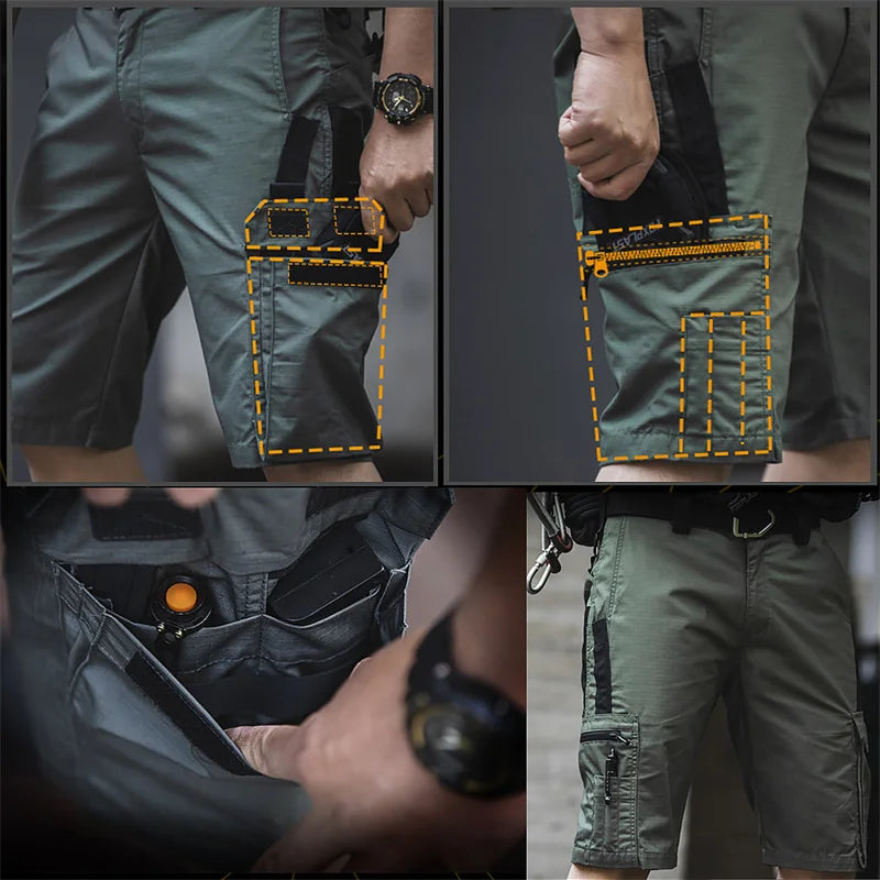 Men's Summer Casual Tactical Shorts Waterproof Military Cargo Shorts Quick Dry Multi-pocket Male Outwear Hiking Training Shorts