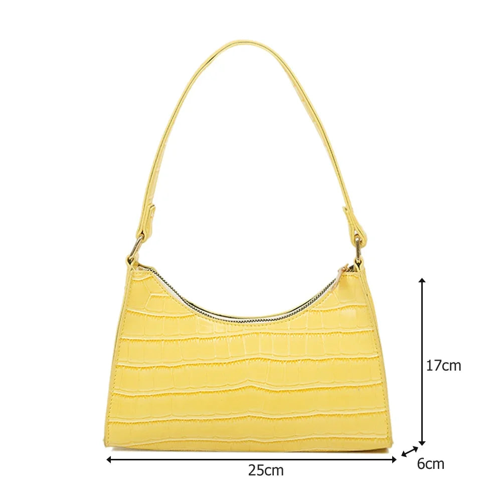 Crocodile Pattern PU Leather Shoulder Bag Female Fashion Underarm Bag Retro Casual Armpit Bag Women Tote Small Clutch Handbags