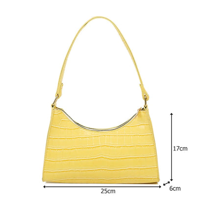 Crocodile Pattern PU Leather Shoulder Bag Female Fashion Underarm Bag Retro Casual Armpit Bag Women Tote Small Clutch Handbags