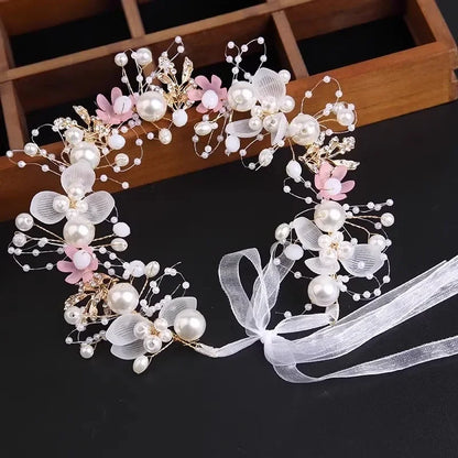 Children's Day Pearl Hairband Girl Performance Sweet Accessories Korean Version Super Immortal New Ribbon Flower Gift