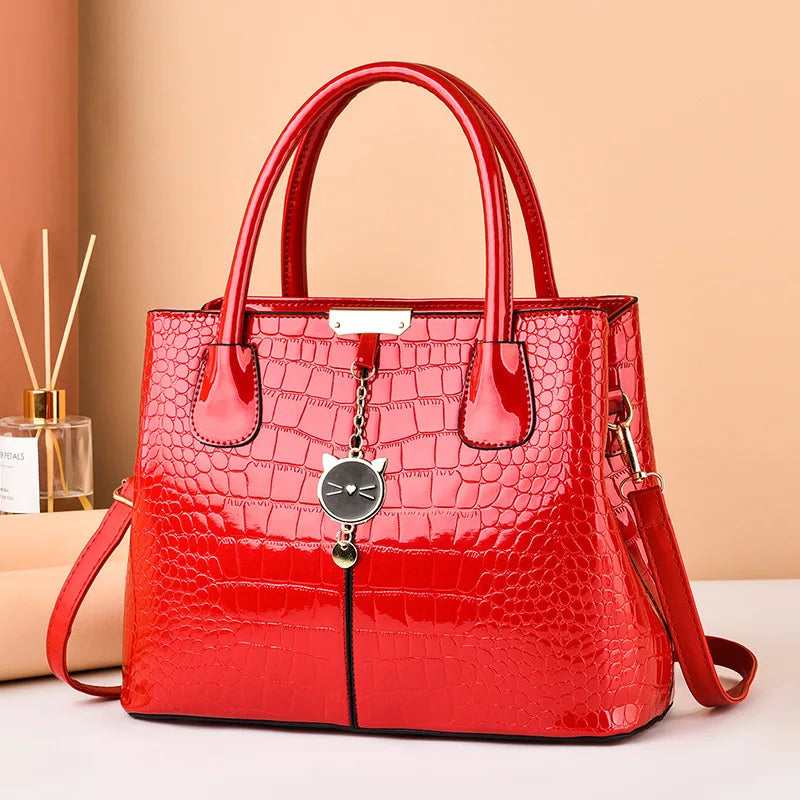 Luxury Shiny Leather Women'S Handbag 2024 New Designer Women'S Shoulder Bag Large Capacity Crossbody Bag Commuter Tote Bag women