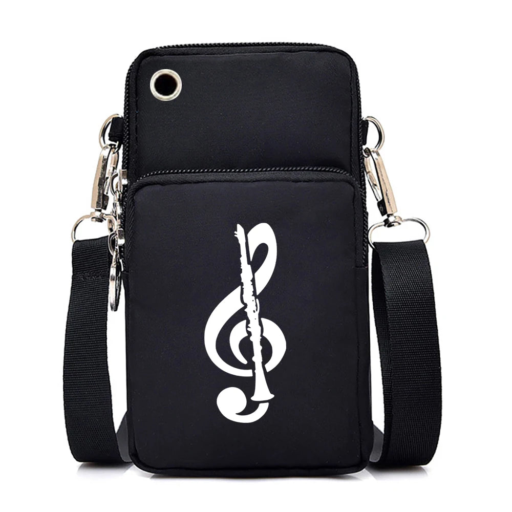 Mini Mobile Phone Bag Women Musical Symbols Messenger Bag Hanging Neck Coin Purse Vertical Handbag Fashion Small Crossbody Bag