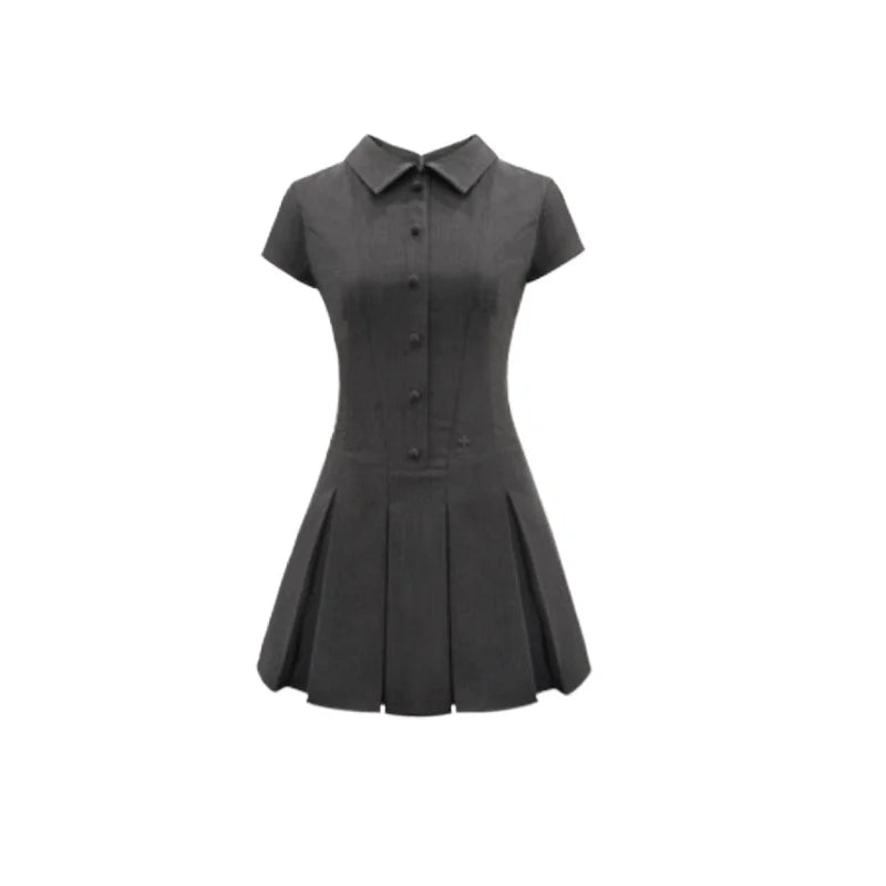 High Quality Hot Selling "Waiting for You To Class" Dress A-line Dress Short Sleeved Shirt Commuting College Dress Vestidos Y2k