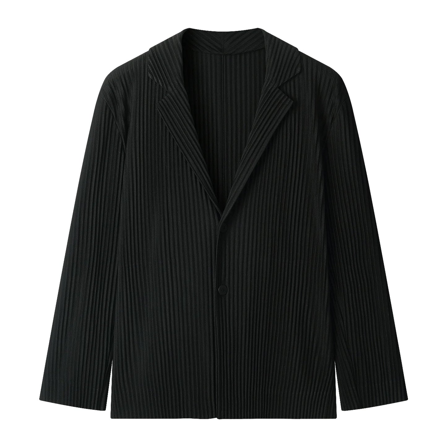 Miyake Pleated Men Blazer Plisse Jacket Casual Simple Blazers Single Breasted Suit Japanese Stretch Fabric Coat