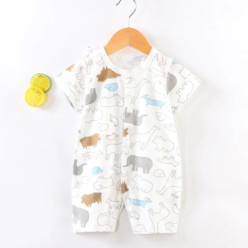 Newborn Boy Girl Summer Cotton Clothes Baby Short-Sleeved Thin Romper Thin Pajamas Cartoon Playsuit Outfits Toddler Bodysuit