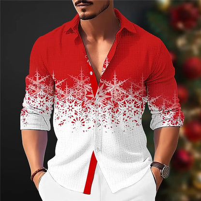 Christmas outfits: Santa Claus printed men’s long-sleeved shirts, men’s fashionable Christmas shirts, autumn and winter casual m