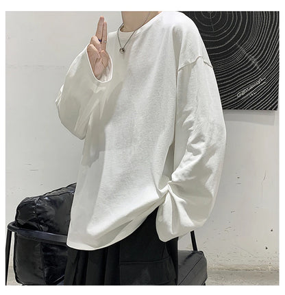 Cotton Oversize  Men's Women T-shirt Man Long sleeves Pure Color Men t shirt T-shirts For Male Female Tops