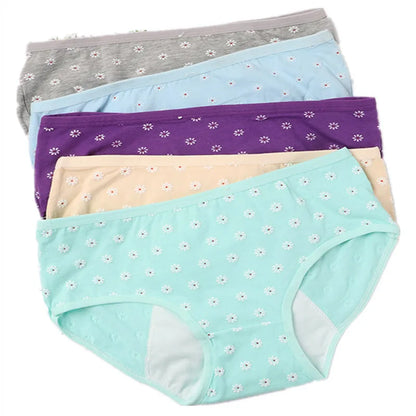 Teenage Girl Leakproof Cute Floral Briefs Cotton Sanitary Physiological Pants For Menstruation Period Young Girls Underwears