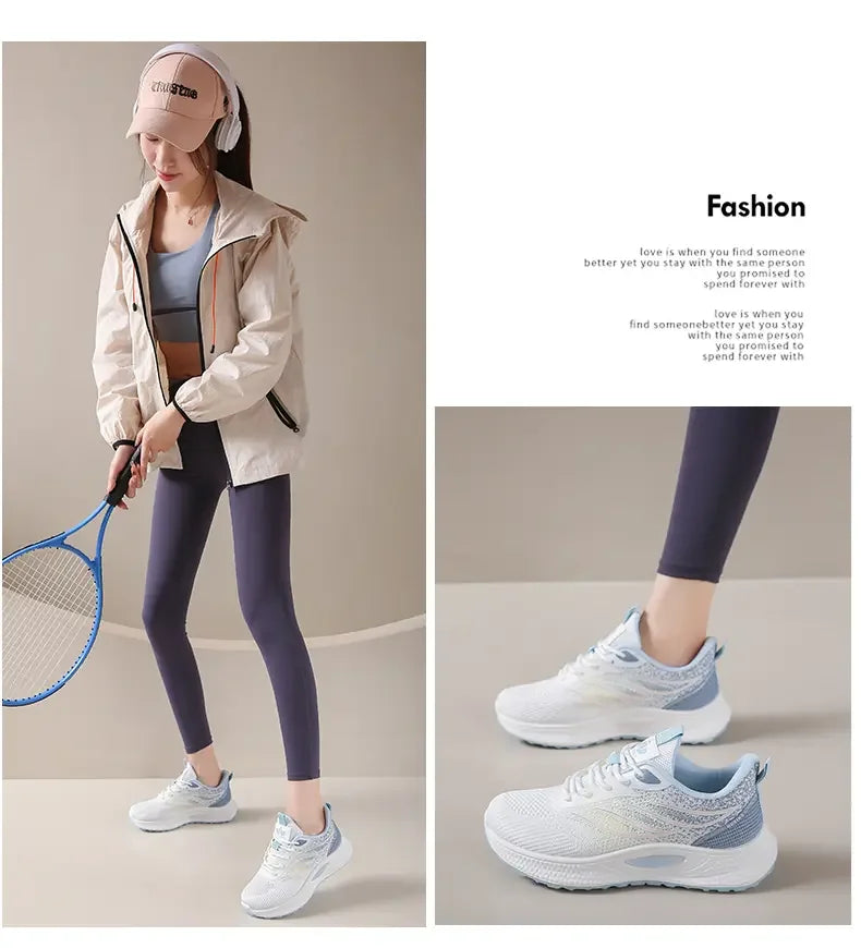 Spring 2025 New Thick Soled Sports Shoes Breathable Fitness Mesh Running Wear Resistant Casual Vulcanized Shoes for Women