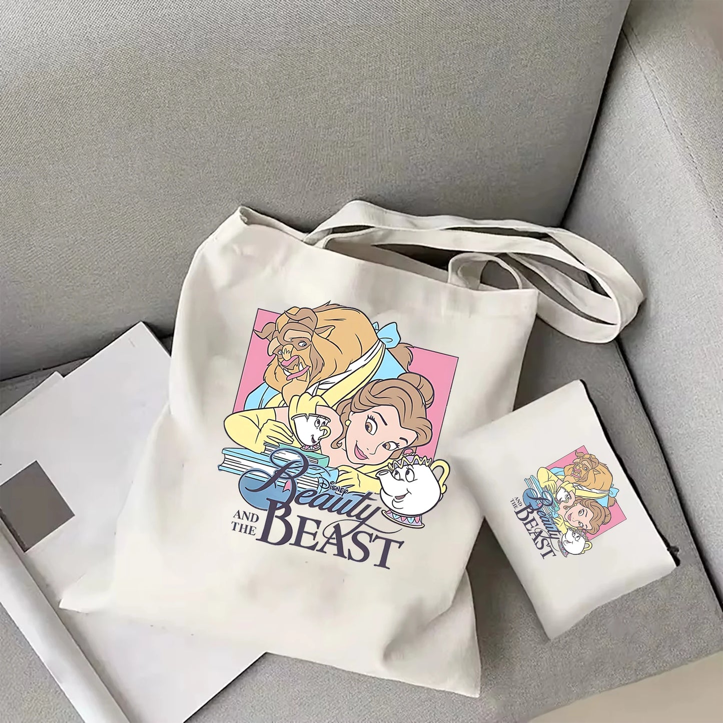 Retro Disney Beauty and the Beast Handbag Disney Belle Princess tote bag Disney Girl Trip Gift Reusable Canvas Shopper Bag