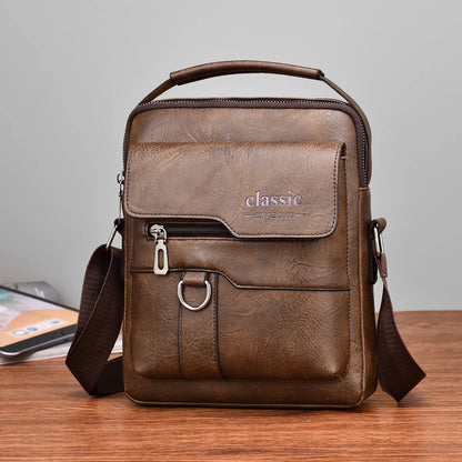 2024 New Vintage Men Crossbody Bag Leather Shoulder Bag For Men Handbags Brown Business Large Capacity Messenger Side Bags Male