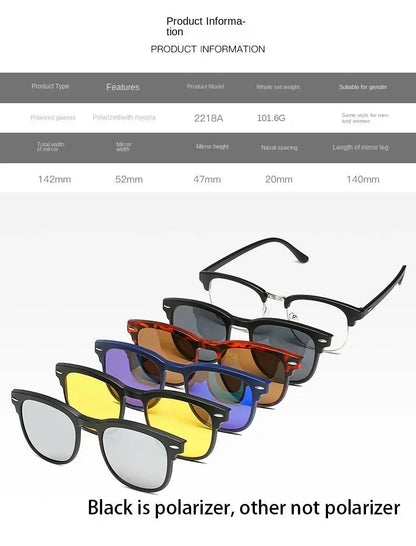 6 In 1 Custom Men Women Polarized Optical Magnetic Sunglasses Clip Magnet Clip on Sunglasses Polaroid Clip on Sun Glasses Frame