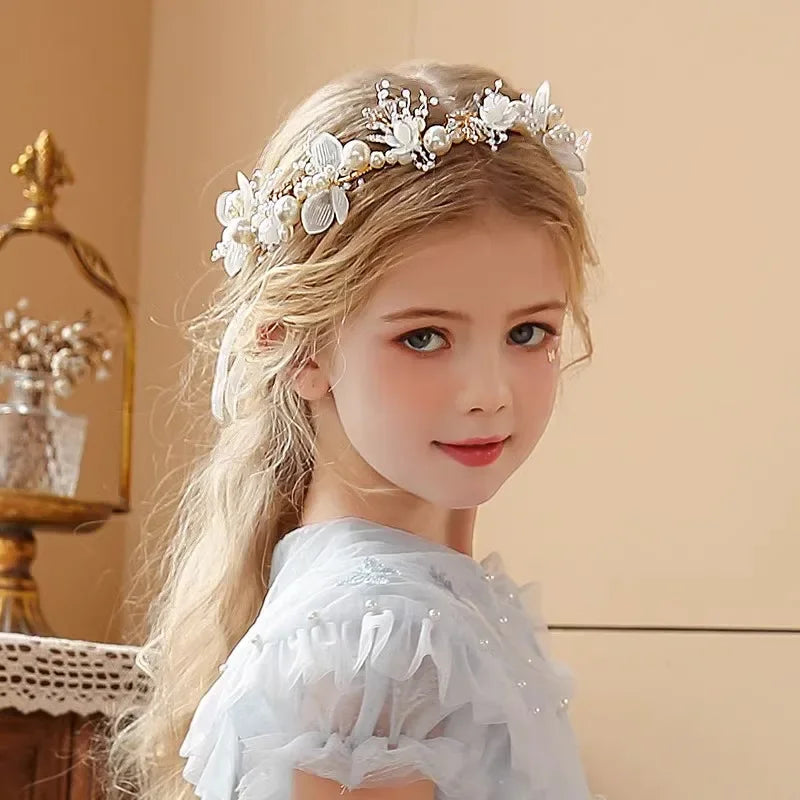 Children's Day Pearl Hairband Girl Performance Sweet Accessories Korean Version Super Immortal New Ribbon Flower Gift