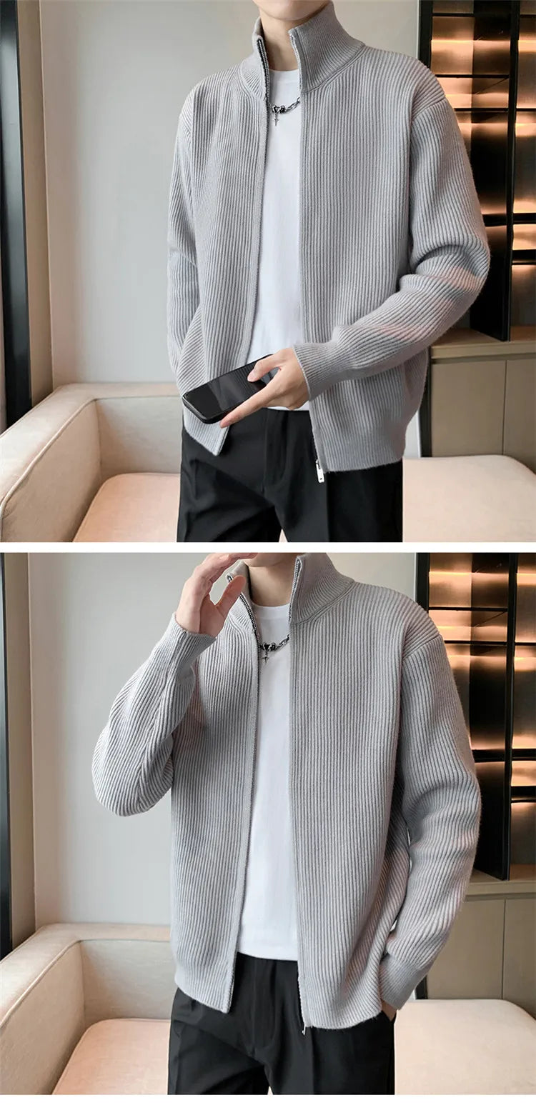 Autumn Turn Down Neck Cardigan Sweater Men Women Streetwear Loose Style Korean Knitwear Jacket Fashion Brand Mens Cardigan Z17